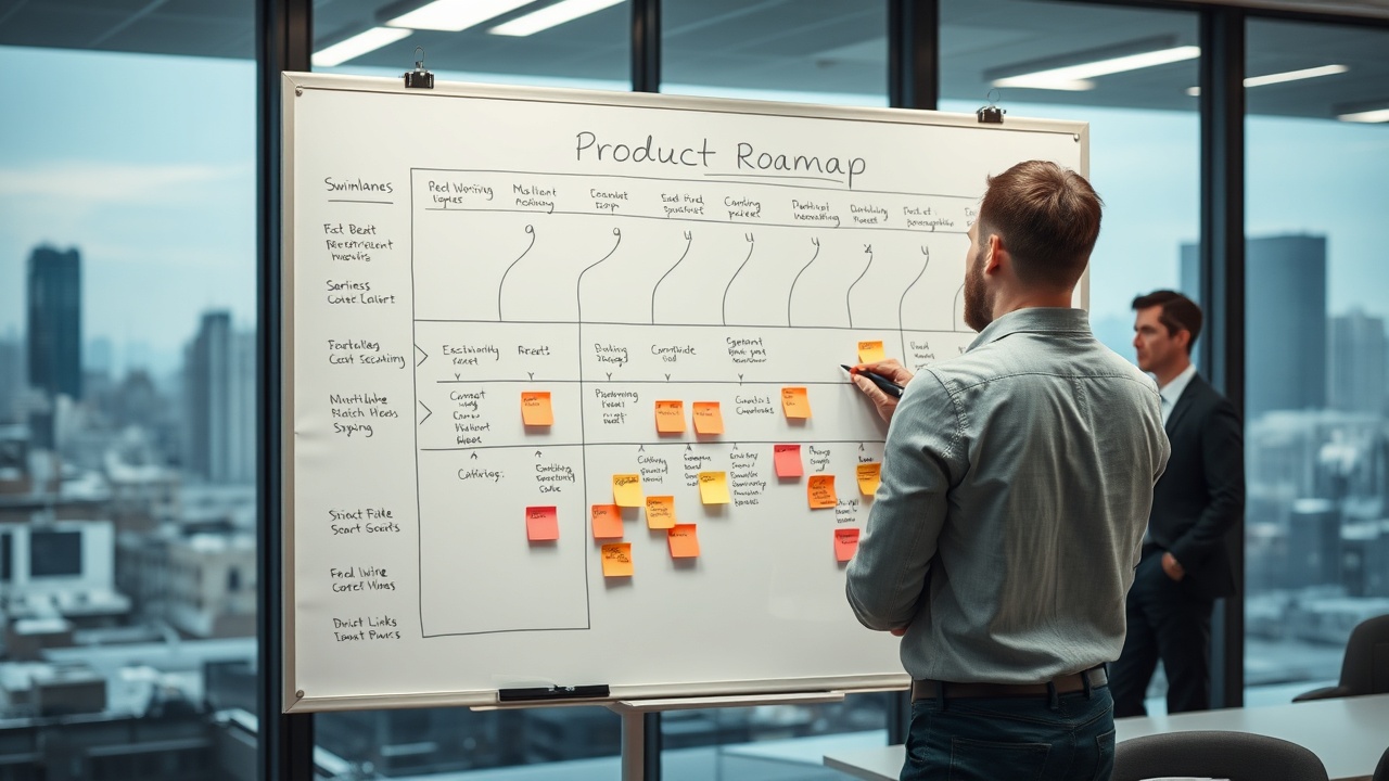 Product Management Course Dashboard showing roadmap planning tools
