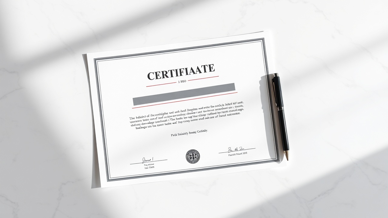 Launchly Certificate Sample showing typographic layout with student name, course title, and verification code
