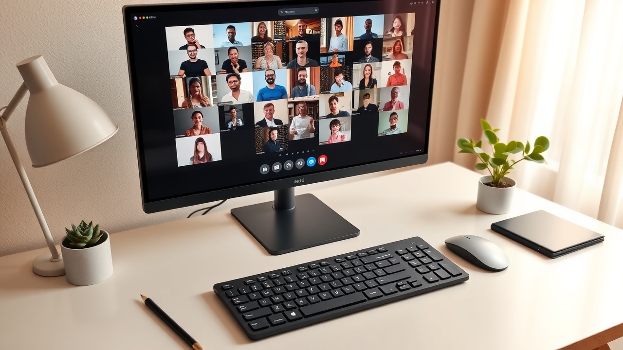 A diverse team of remote workers collaborating on a digital whiteboard during a live session