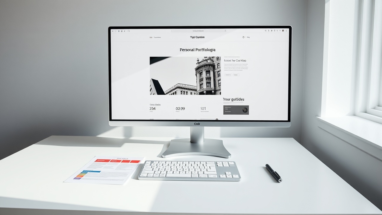 Clean grid-based portfolio layout on screen